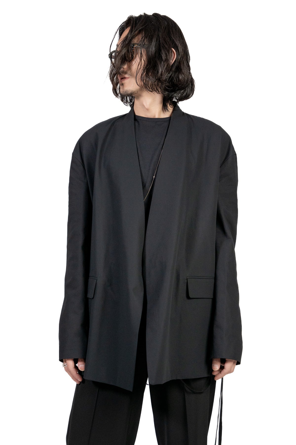 LAMBIK ASYMMETRIC COLLARLESS JACKET