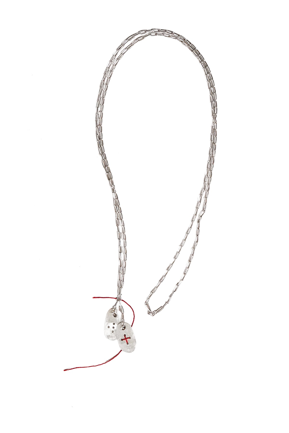2 BUTTON SILVER NECKLACE