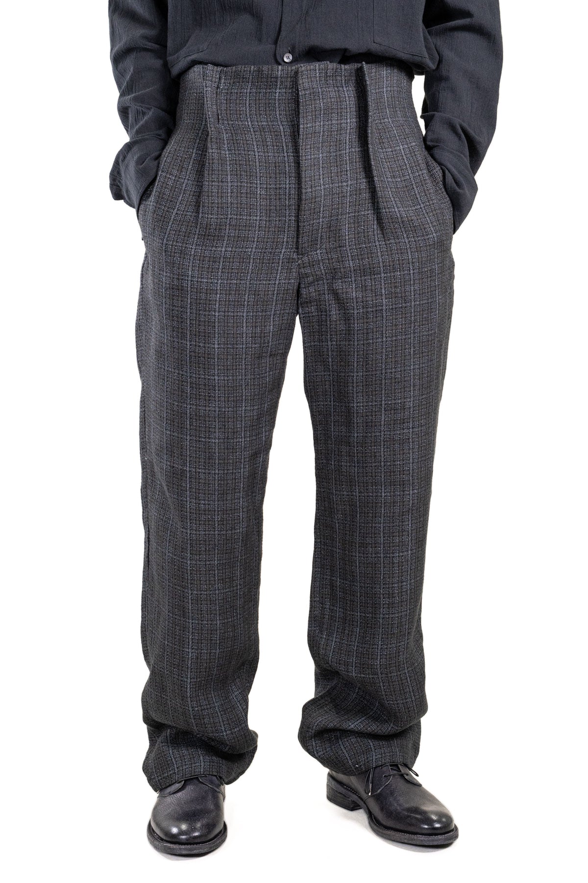 PLEATED-WAIST WIDE FIT TROUSERS