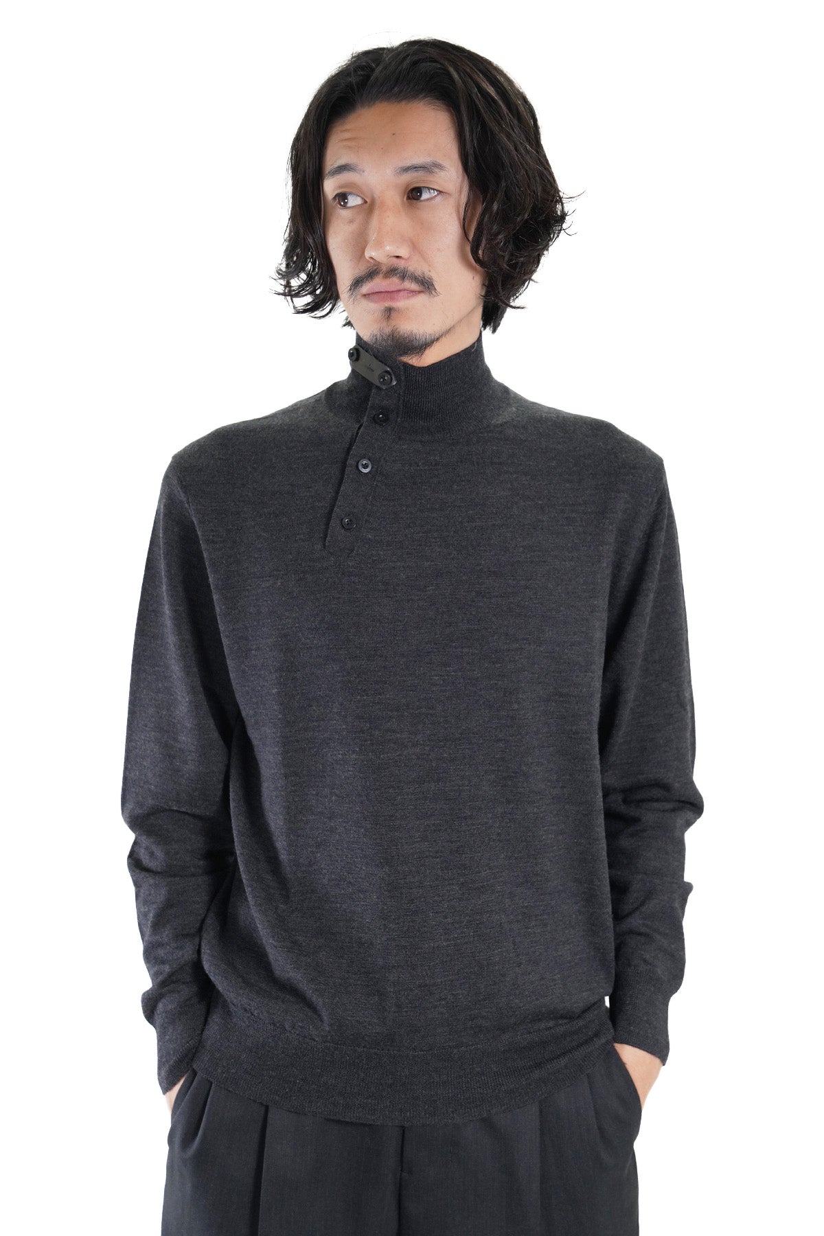 WOOL HIGH-NECK KNIT PULLOVER