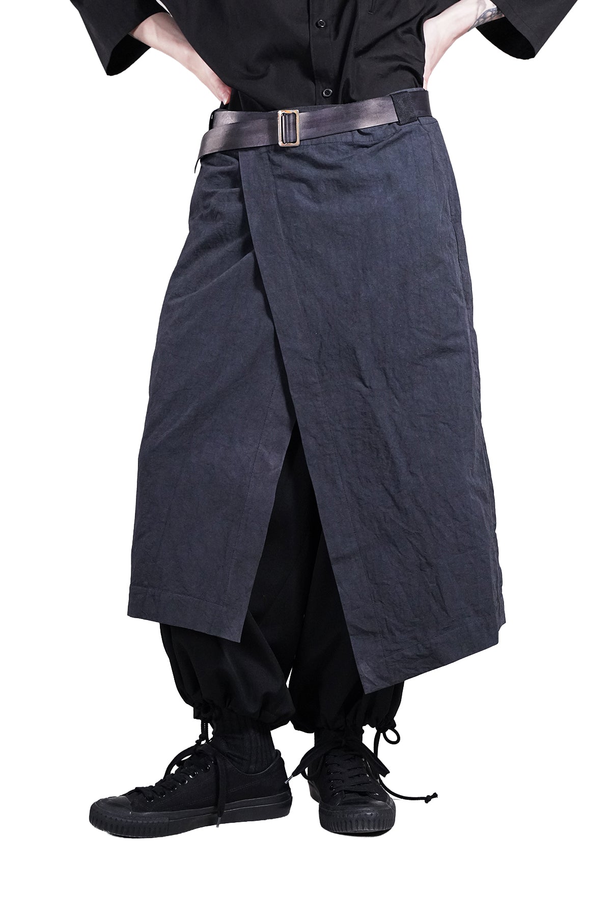 male skirt with leather belt