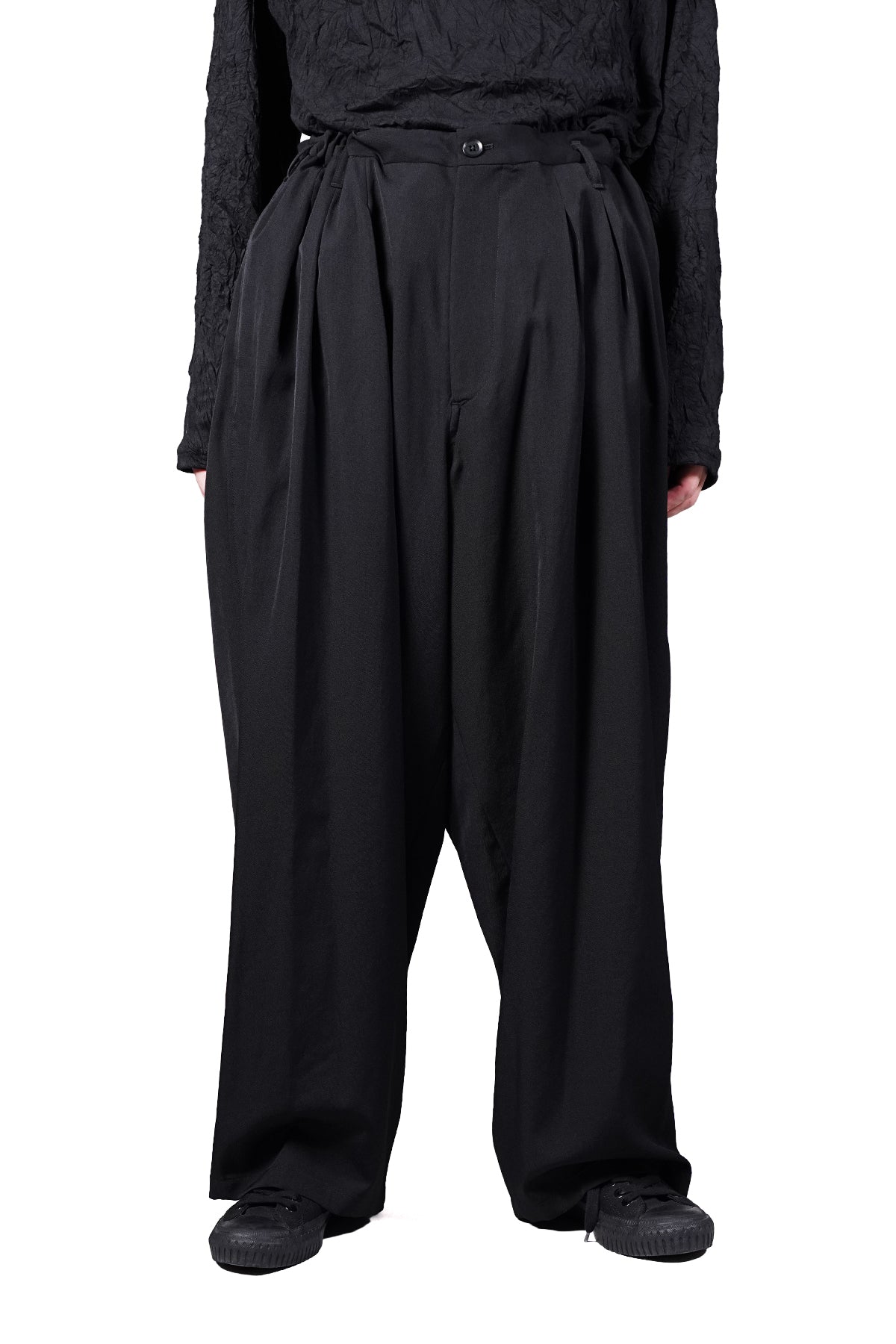 WOOL GABARDINE 12-TUCK PANTS