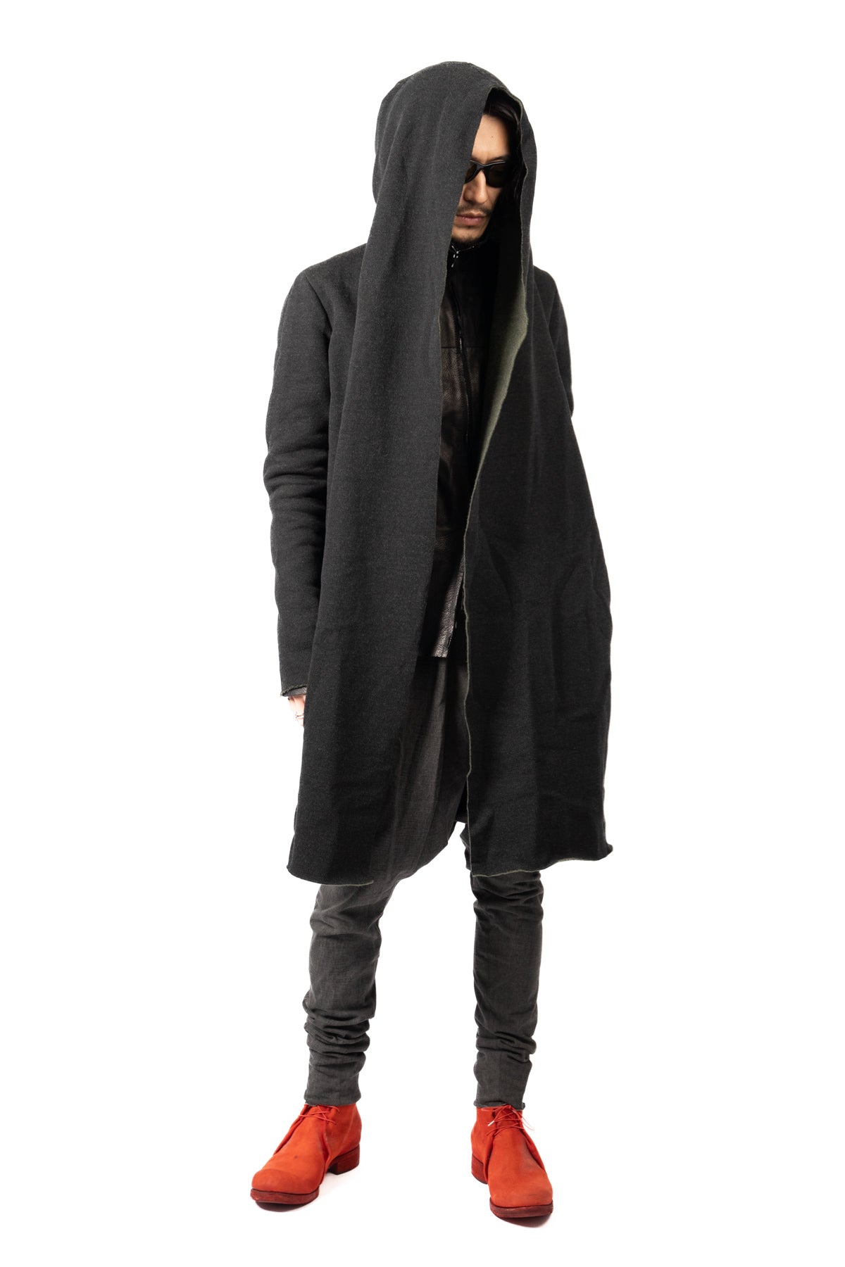 loose hooded long unisex coat