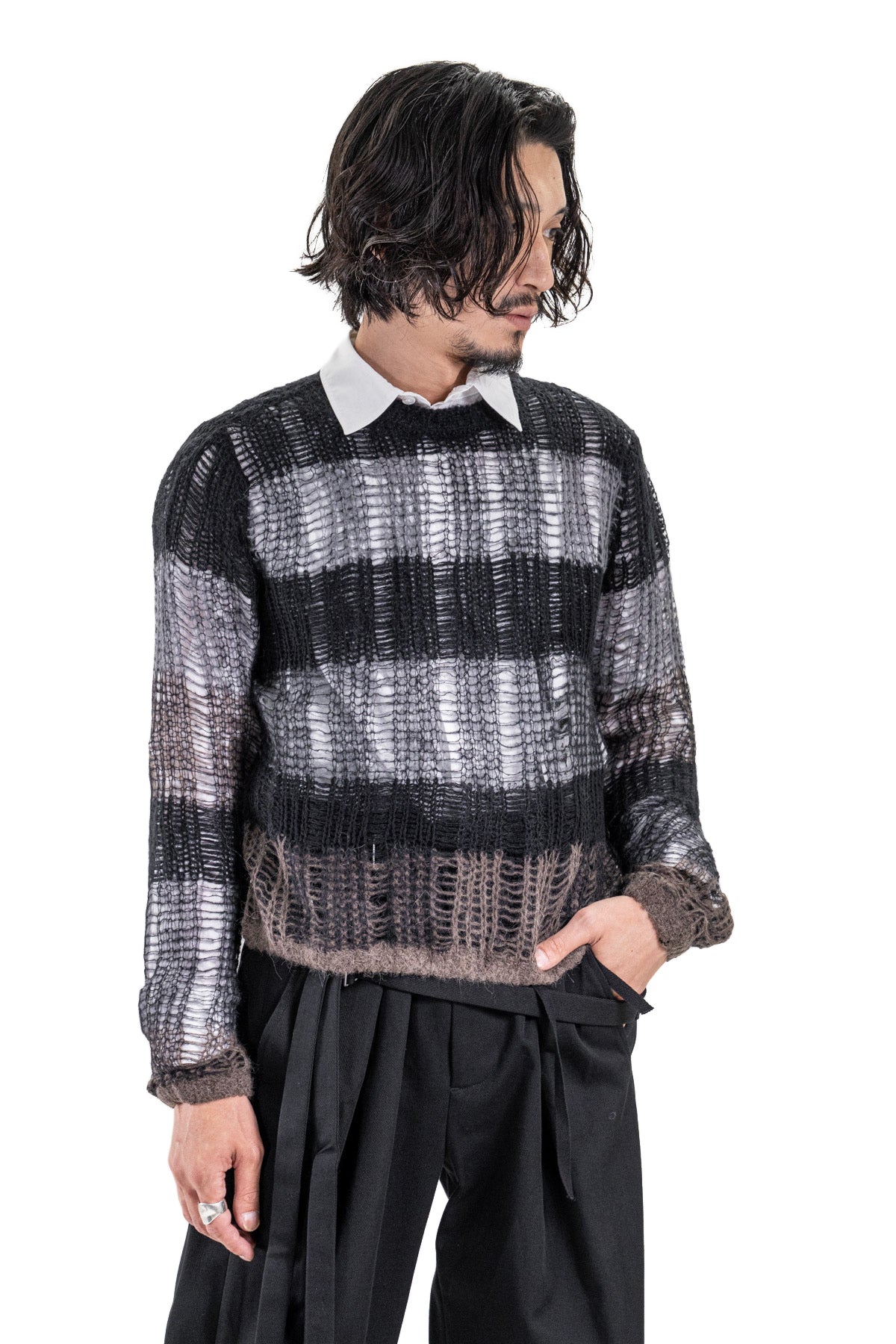 POLIET SLIM FIT CREW NECK LADDER SWEATER