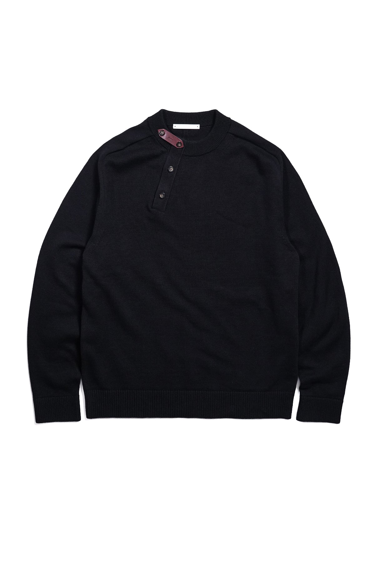 LEATHER TAB KNIT PULLOVER
