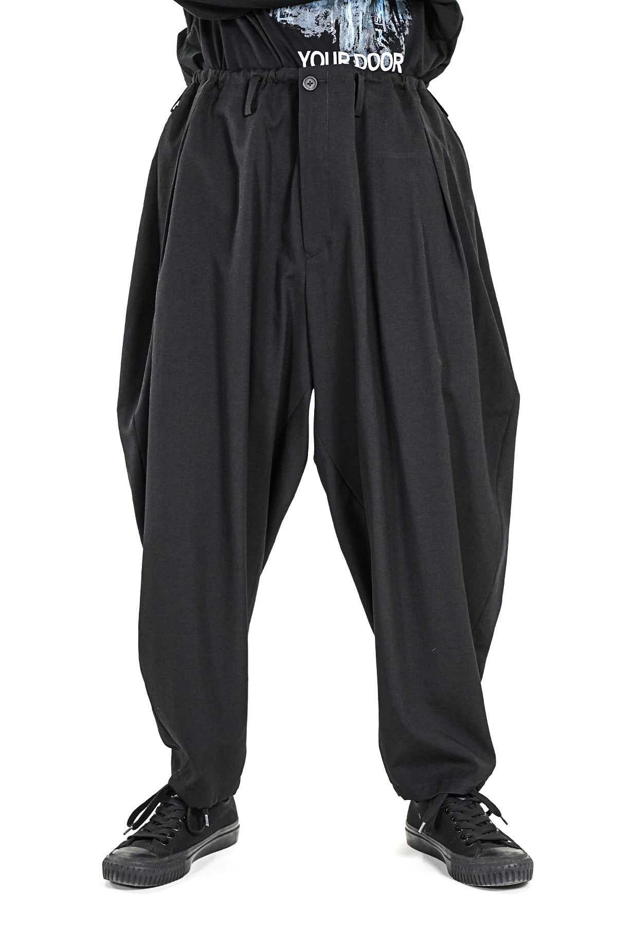 WOOL GABARDINE OUTER DRAPE PANTS