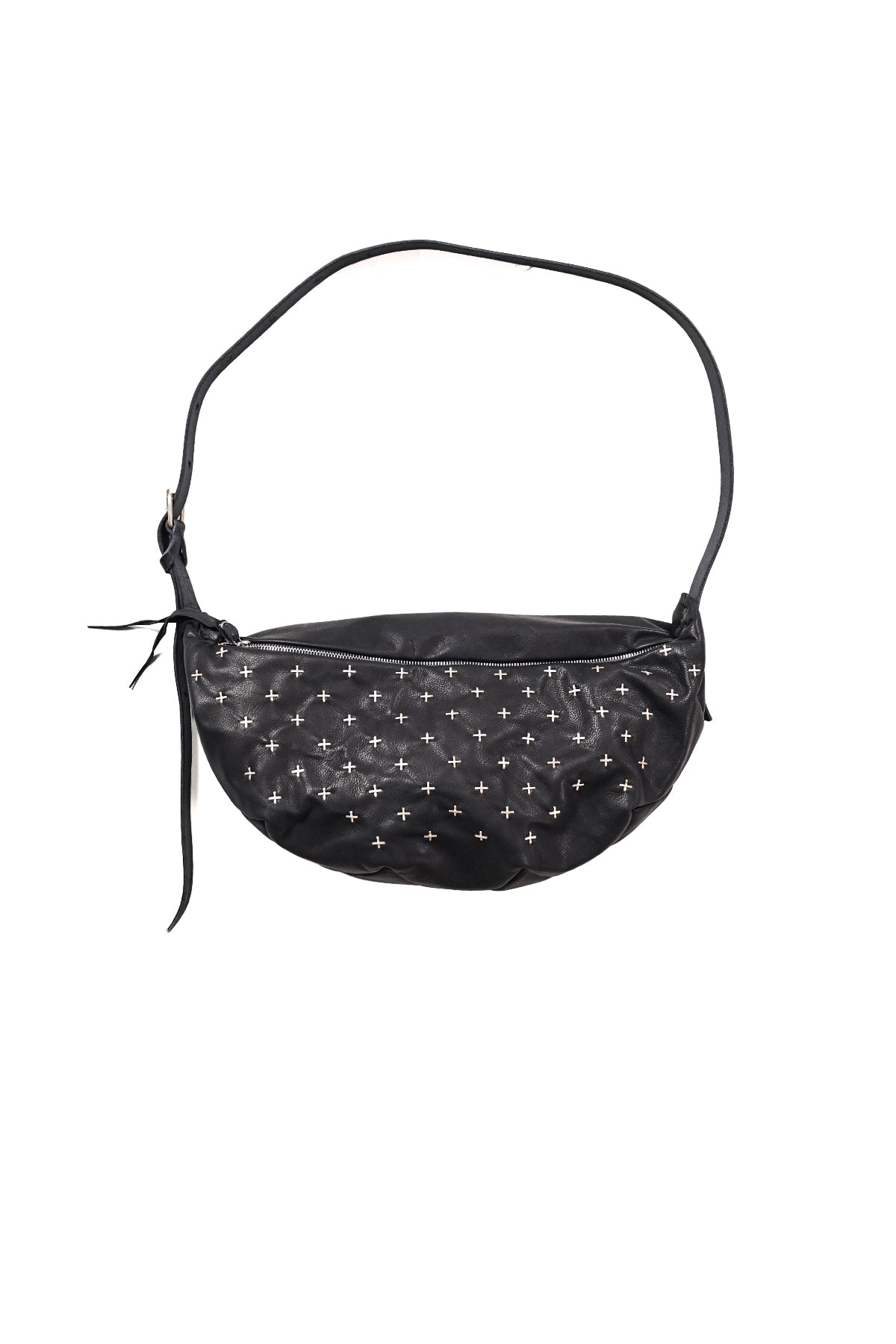 MEDIUM ZIG ZAG BELT BAG W/SILVER CROSSES