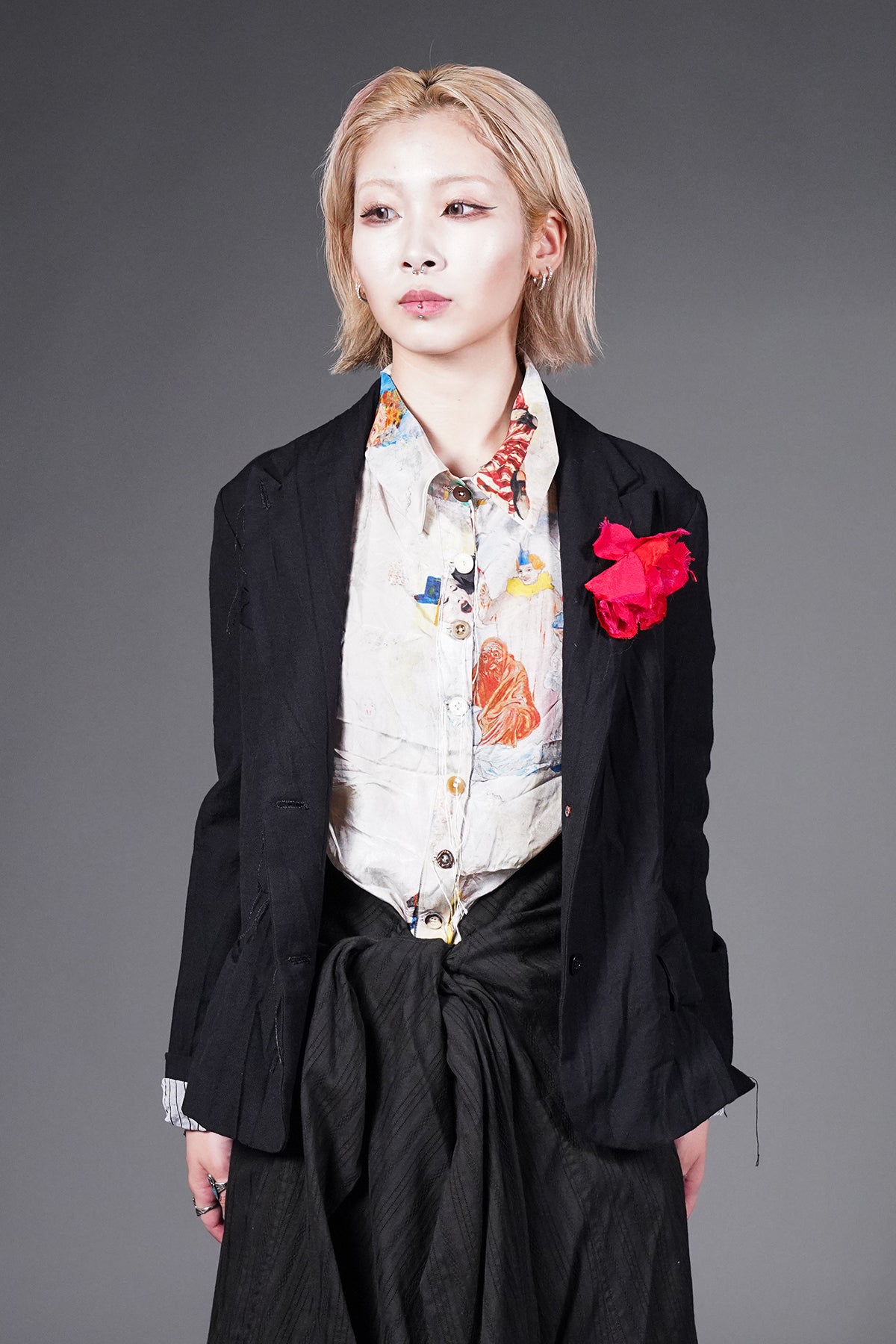WOMEN BLAZER *O FRESCO LANA LEGGERA *RED FLOWER