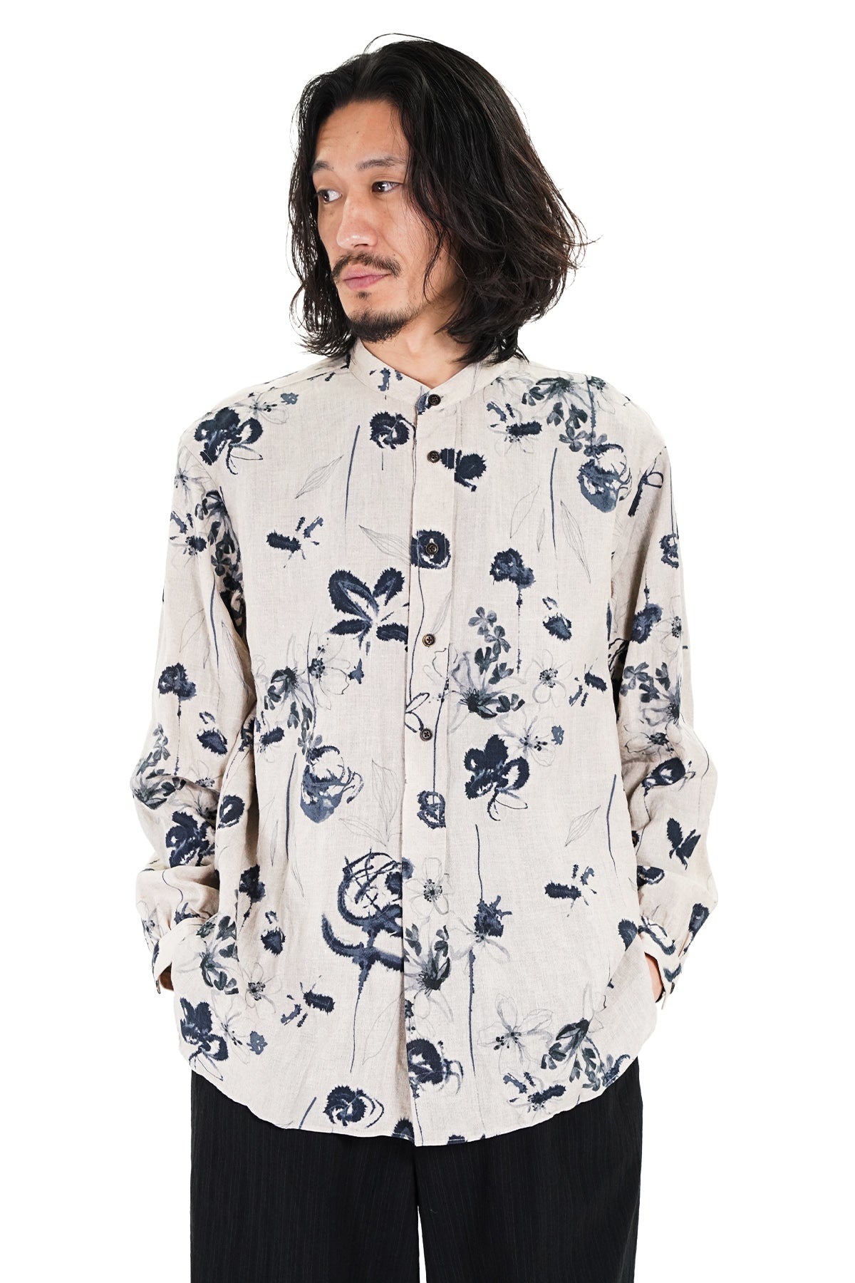 BAND COLLAR PULLOVER SHIRT