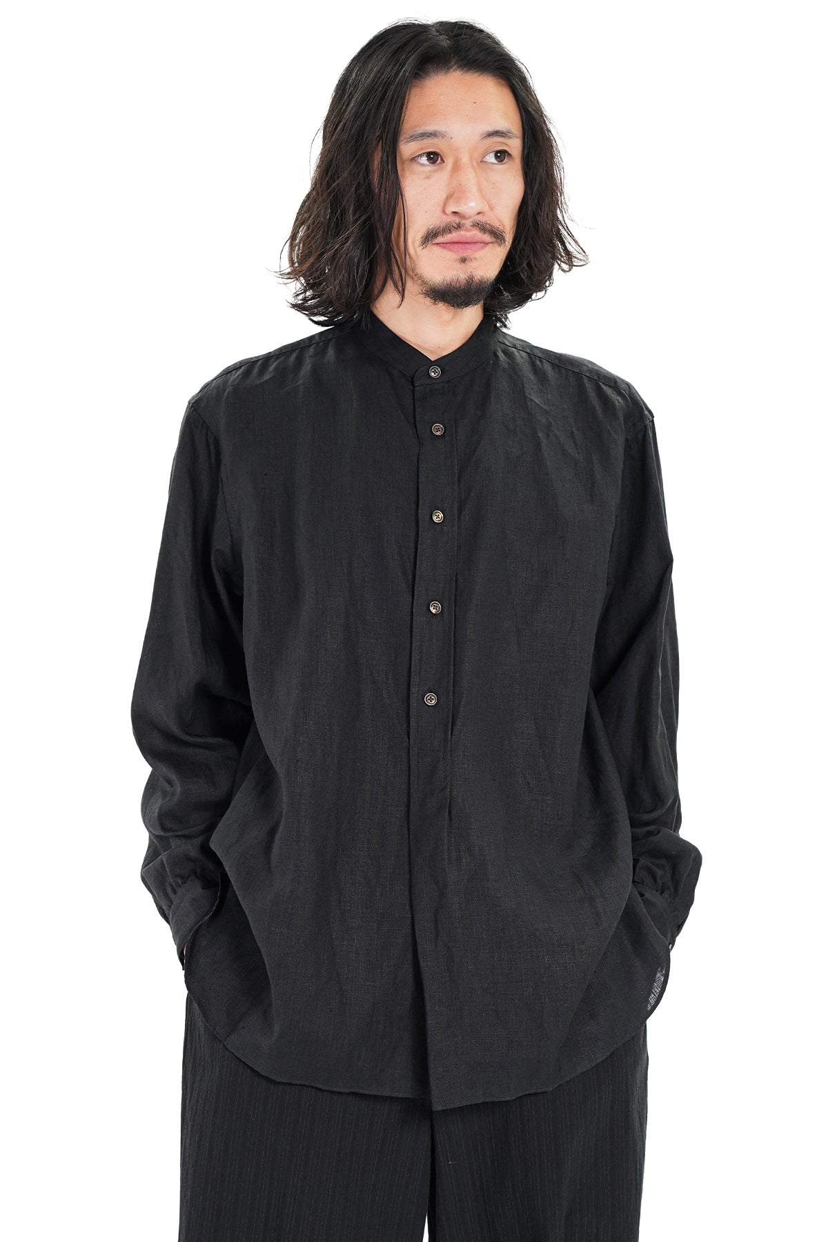 BAND COLLAR PULLOVER SHIRT