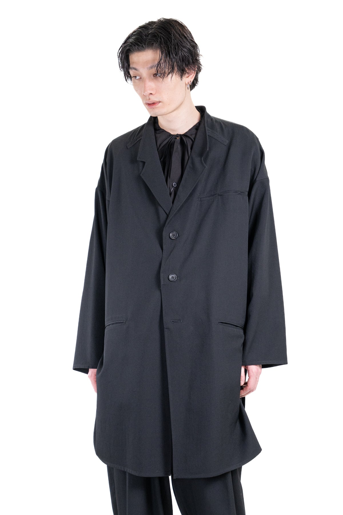 WOOL GABARDINE GUESSETED COLLAR JACKET