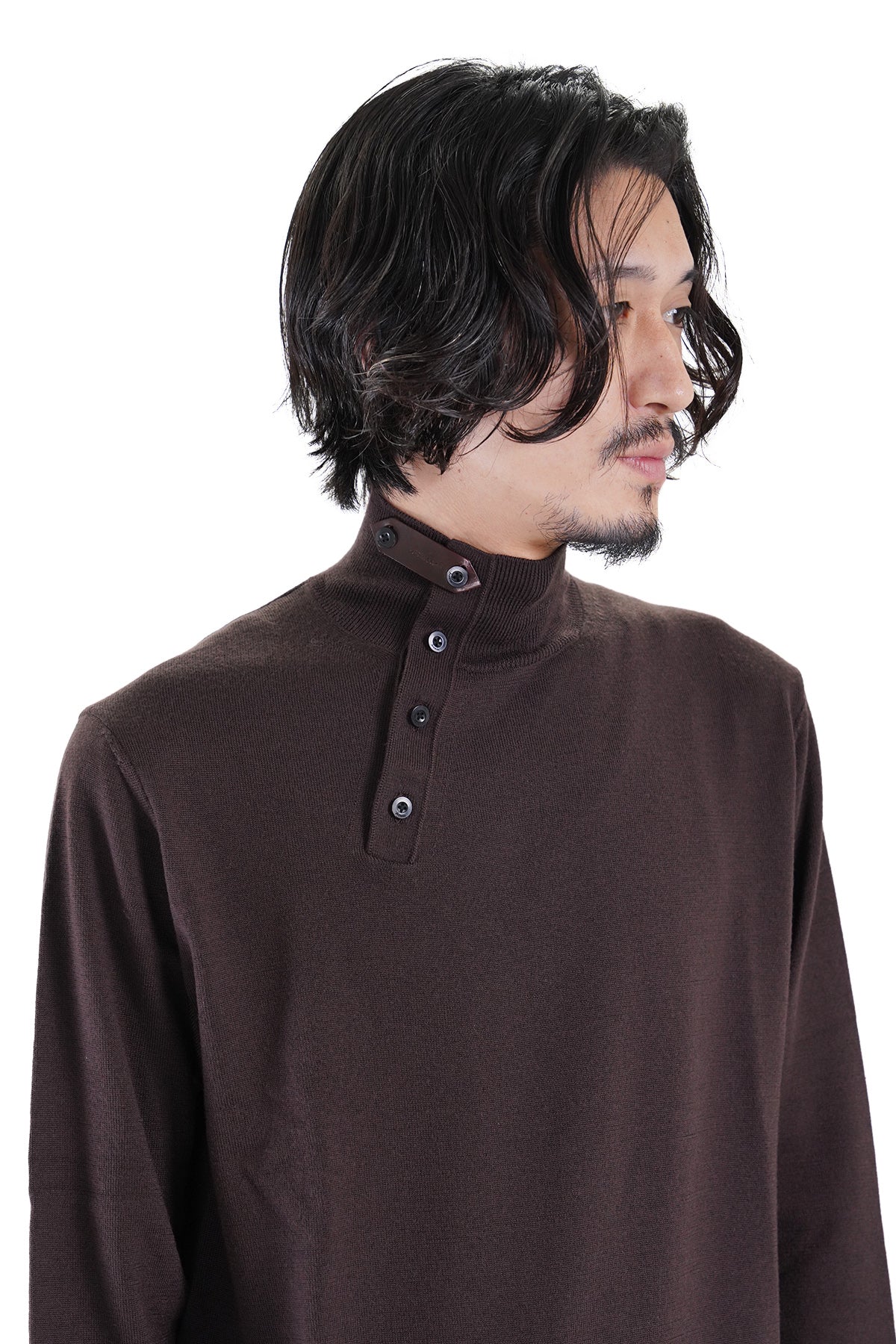 WOOL HIGH-NECK KNIT PULLOVER