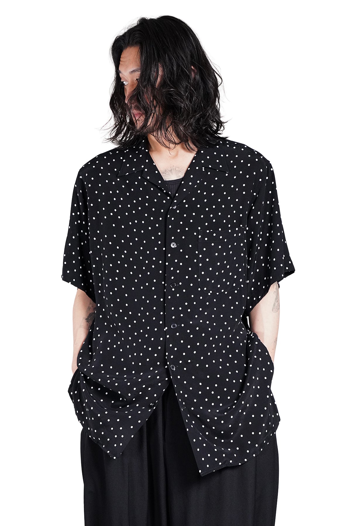 POLKA DOT OVERSIZED SHORT-SLEEVED SHIRT