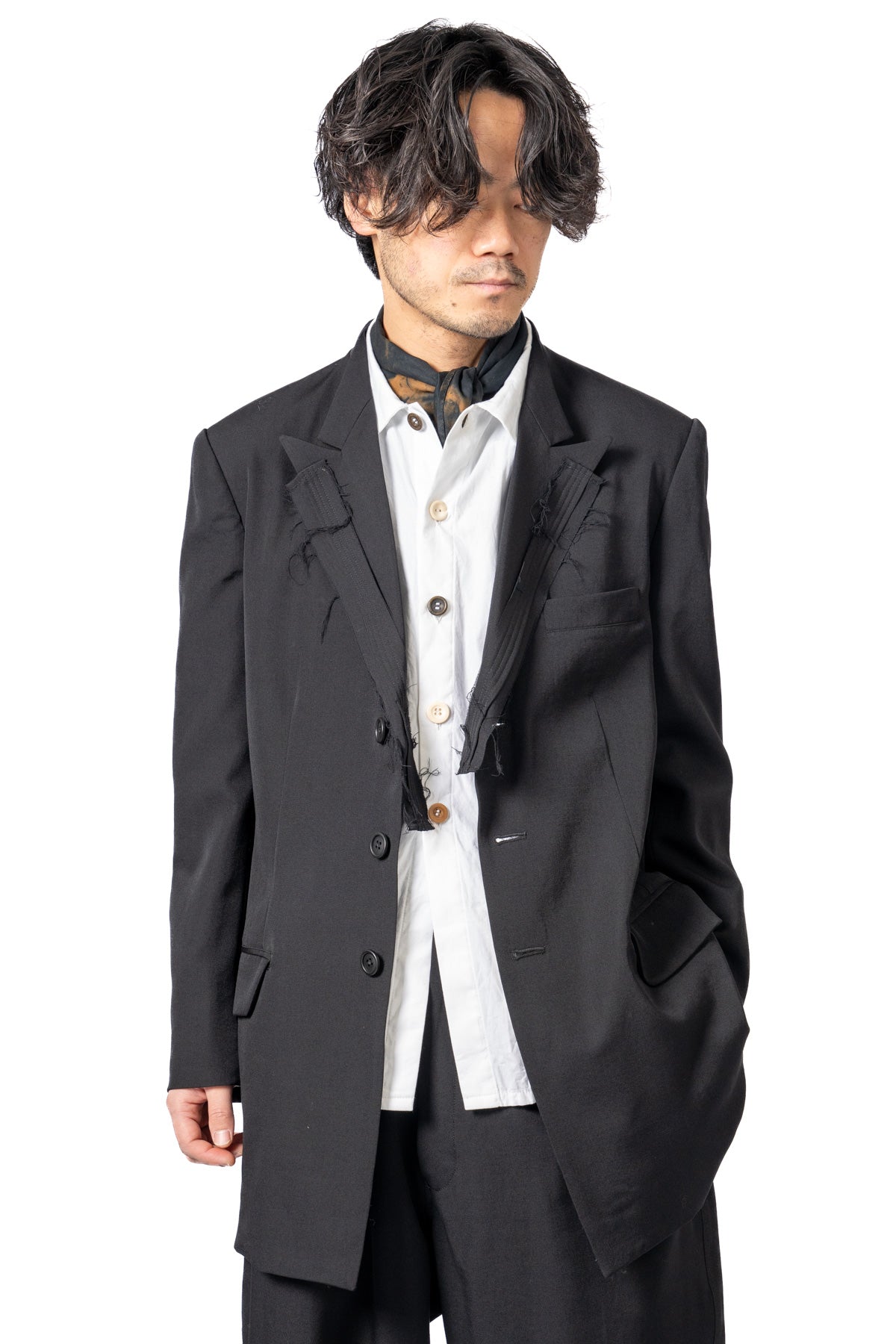 WOOL GABARDINE JACKET WITH PATCH CLOTH