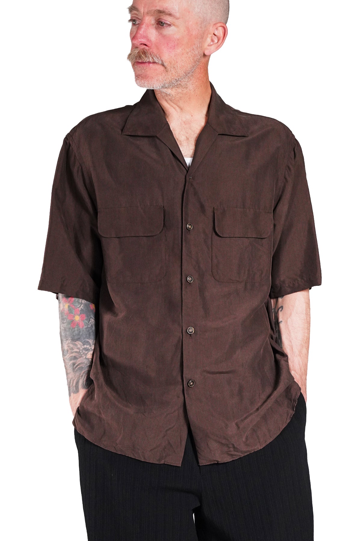 CLASSIC OPEN COLLAR SS SHIRT