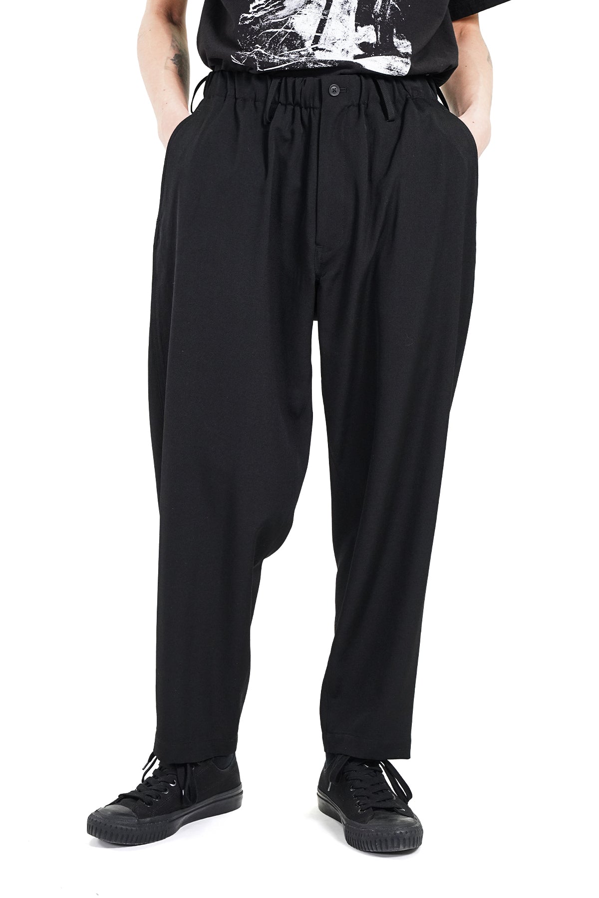 WOOL GABARDINE DOUBLE-STITCHED TROUSERS