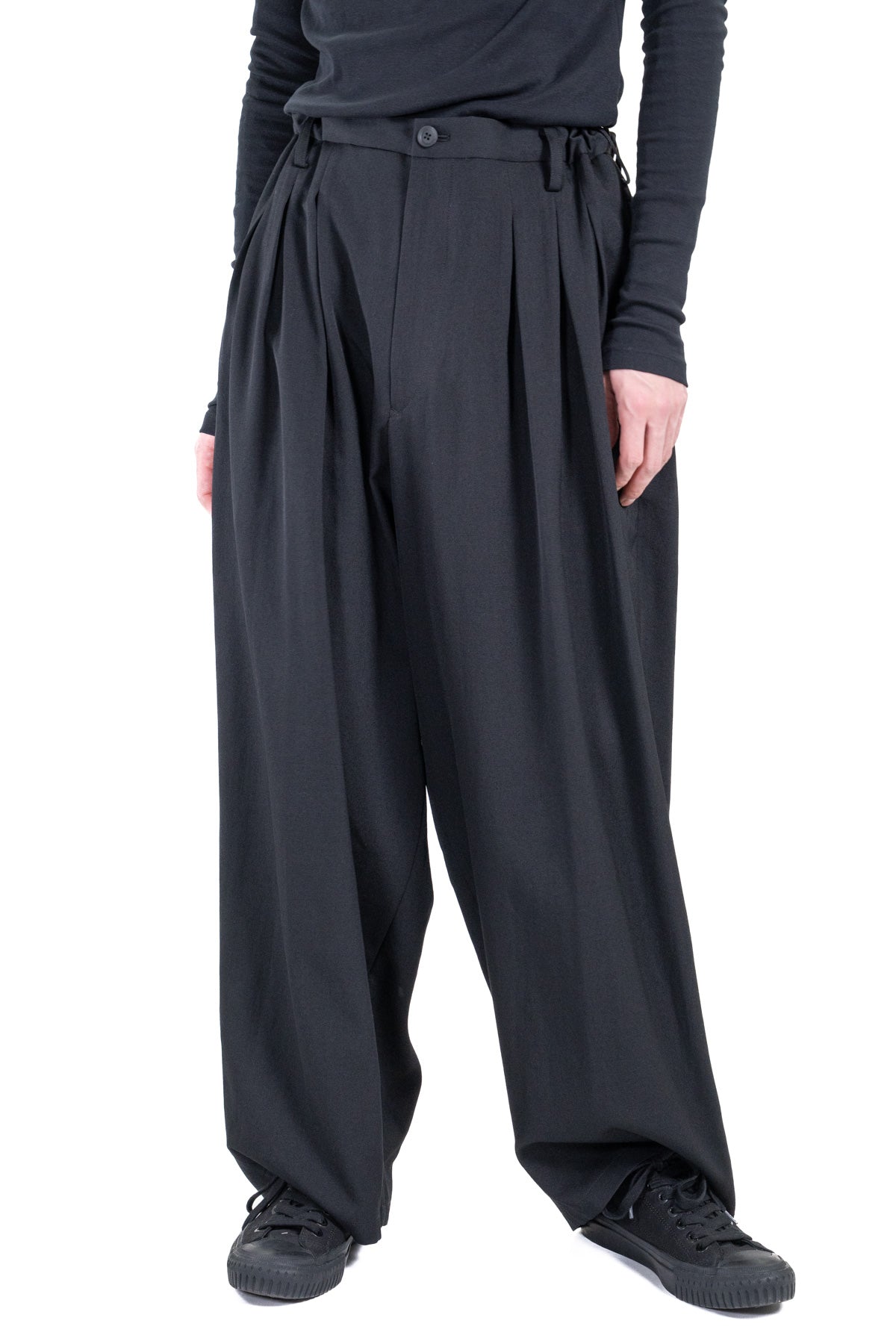 WOOL GABARDINE 12 TUCK PANTS