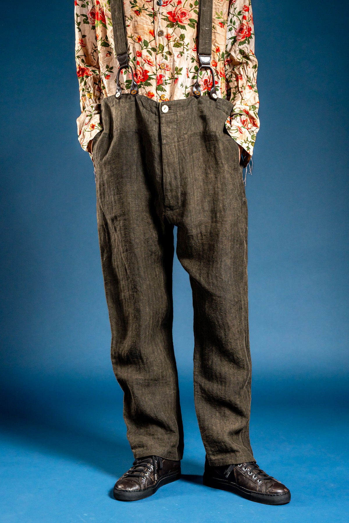 LINEN SUSPENDER PANTS