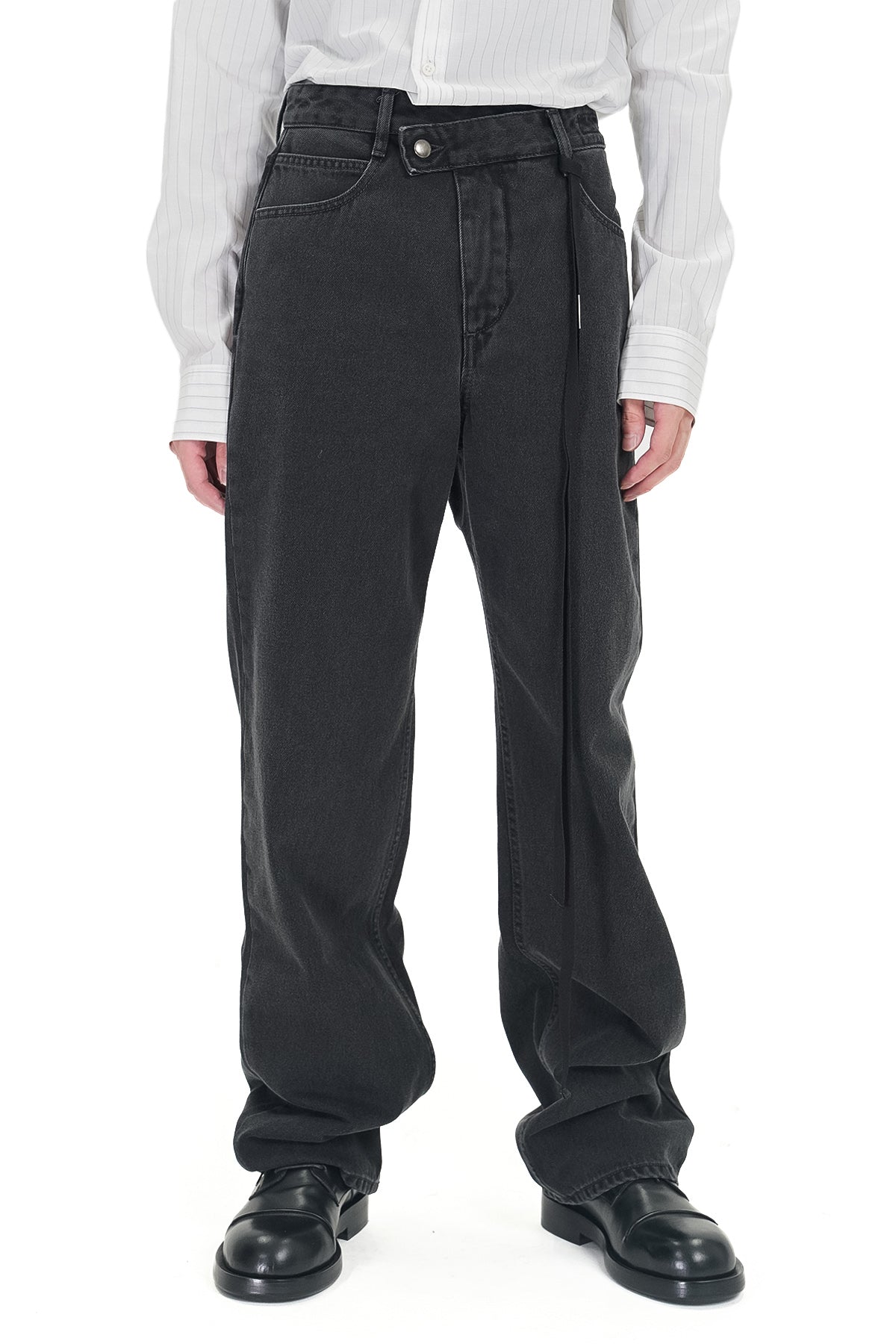 JOAKIM 5-POCKETS REGULAR TROUSERS WITH ASYMMETRIC WAISTBAND