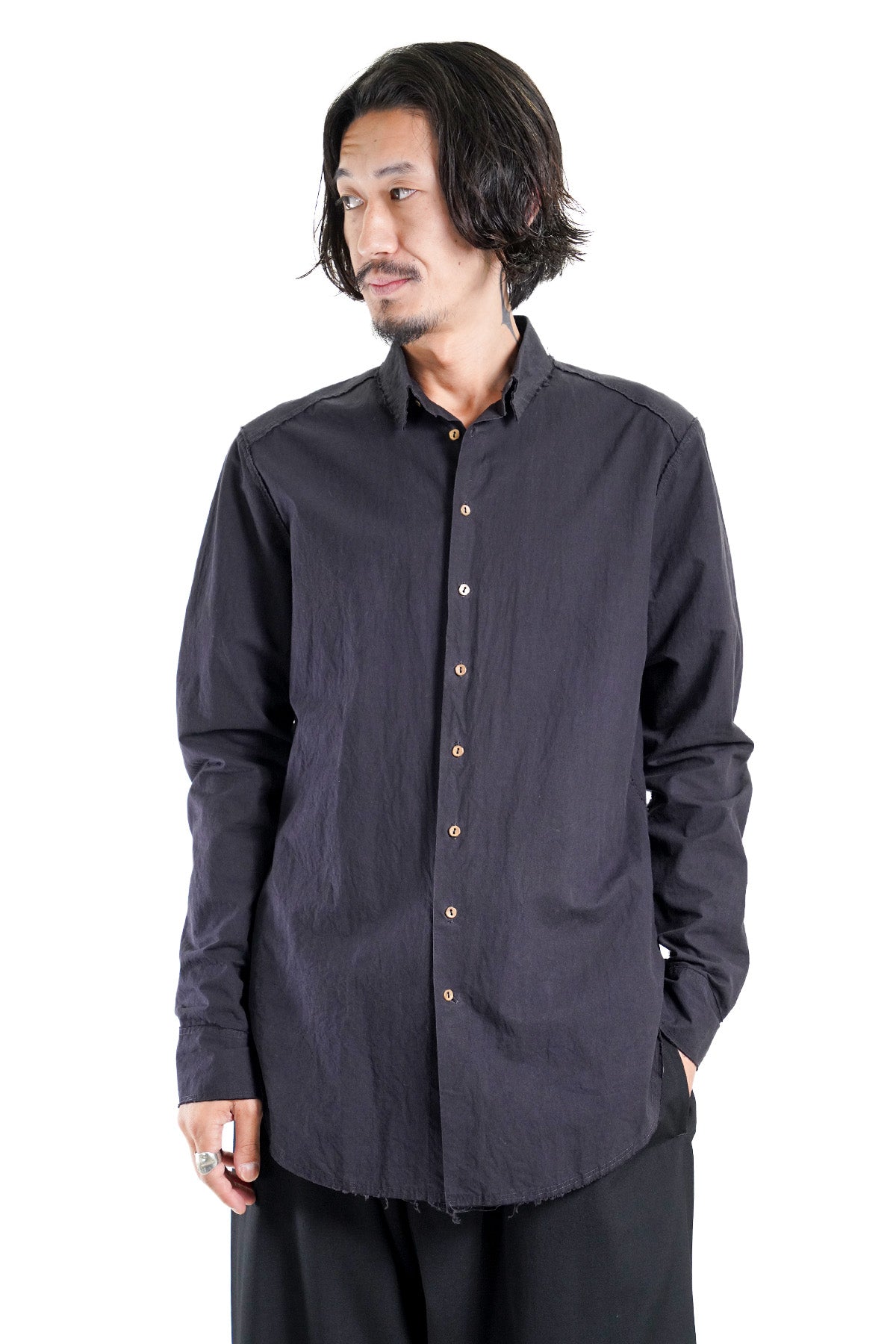 RAW CUT POINTED COLLAR NARROW SHIRT