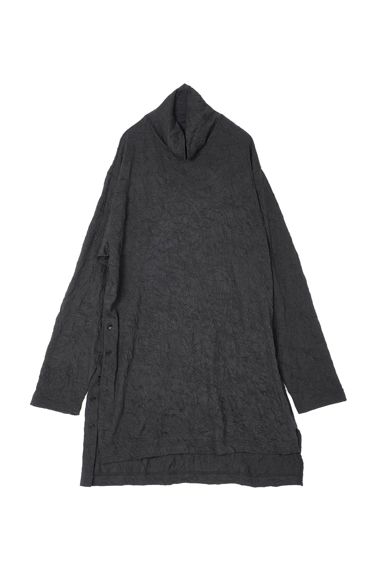 RIGHT BUTTON ATTACHED HEM STEPPED TURTLE LONG SLEEVE