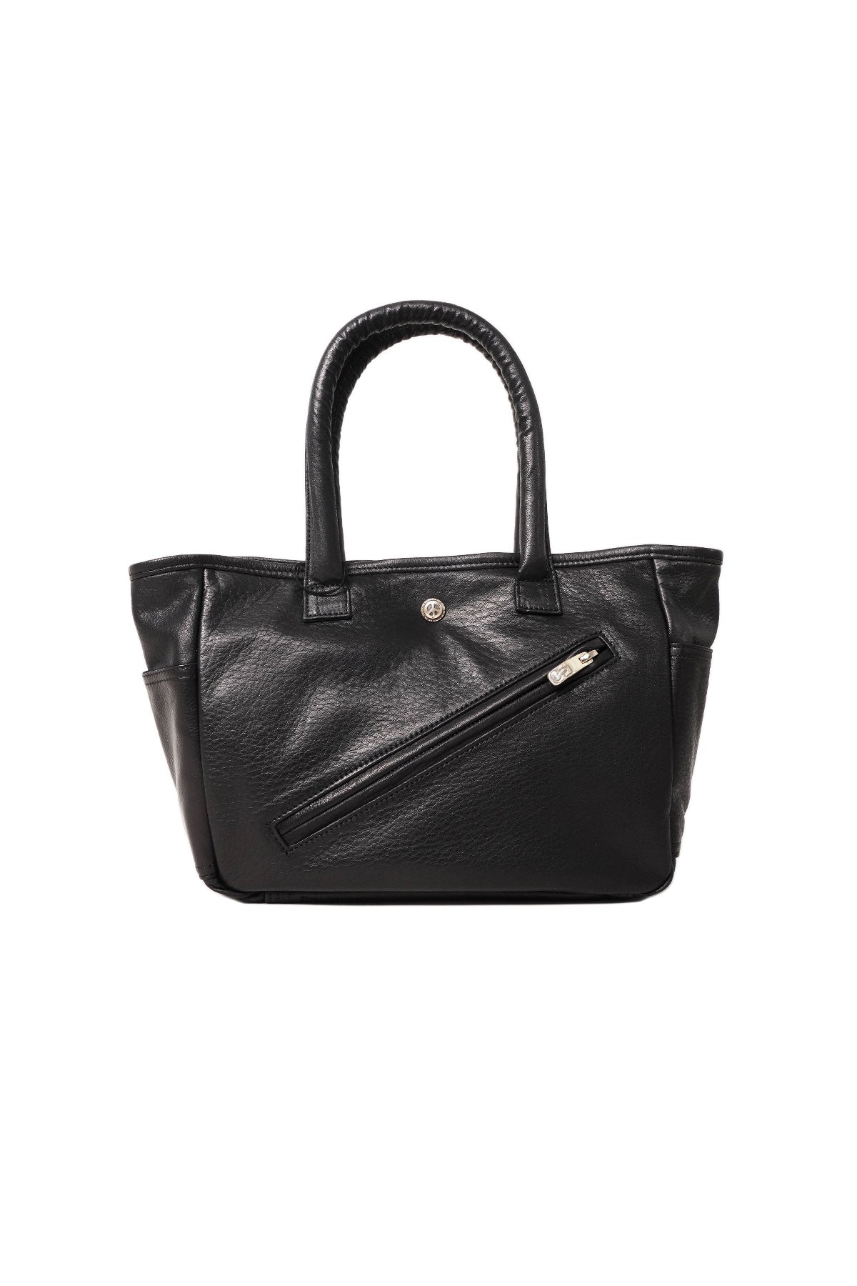 PC RIDERS LEATHER TOTE BAG S W / LOVE & PEACE SILVER