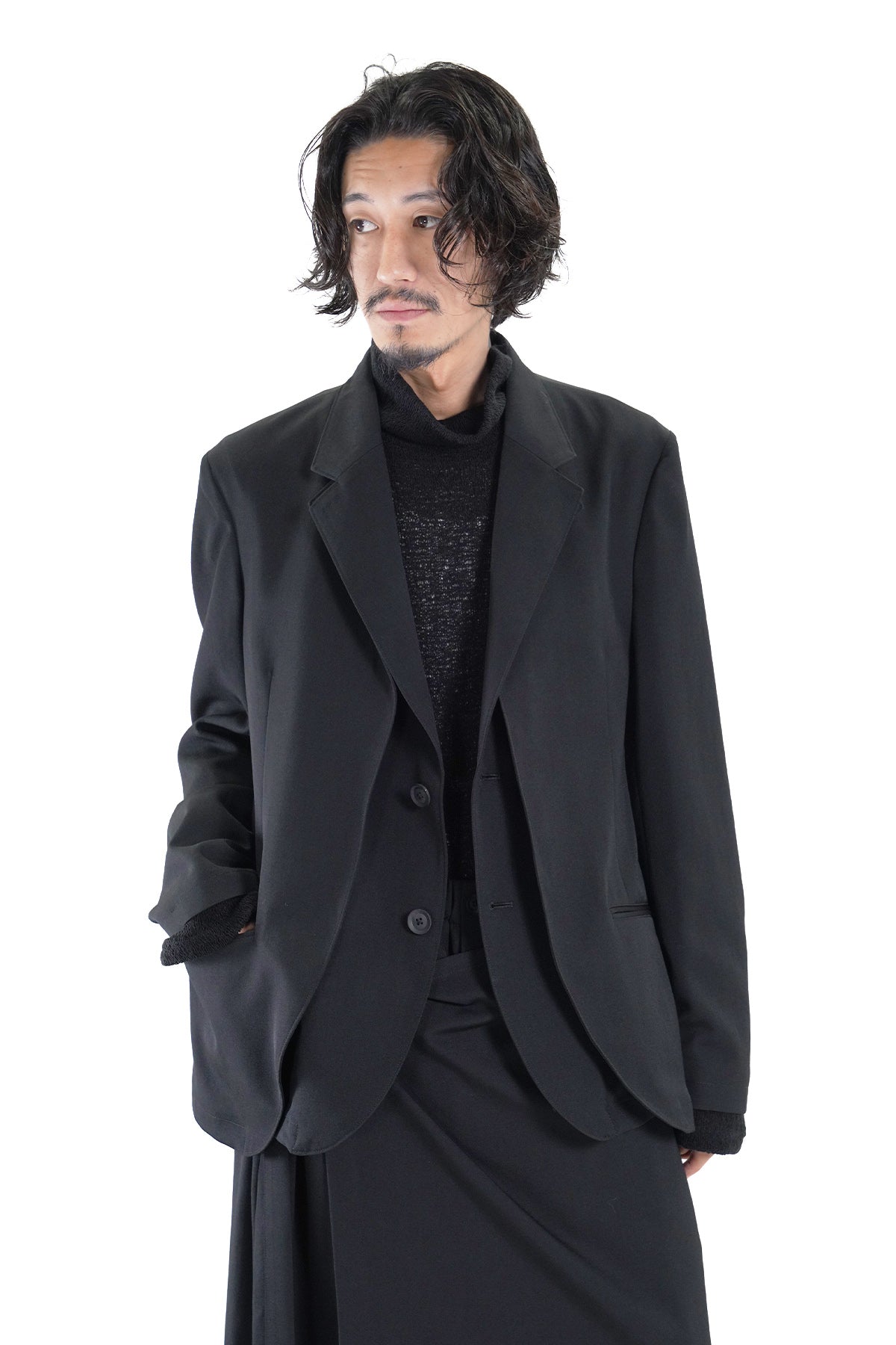 WOOL GABARDINE LAYERED JACKET