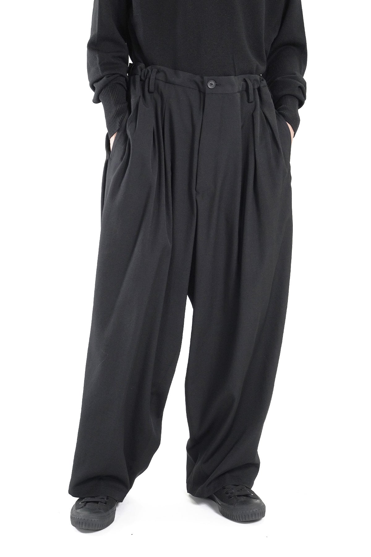 WOOL GABARDINE 12 TUCK PANTS