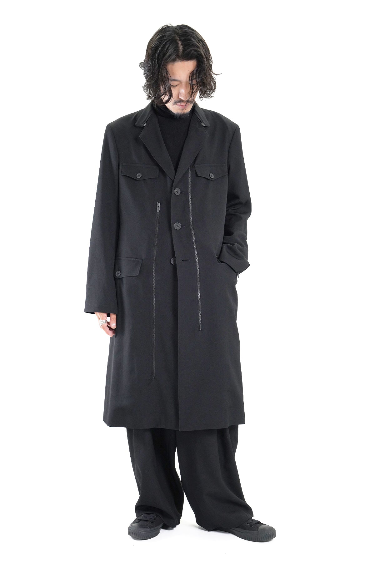 WOOL GABARDINE 3 BUTTON FASTENER JACKET