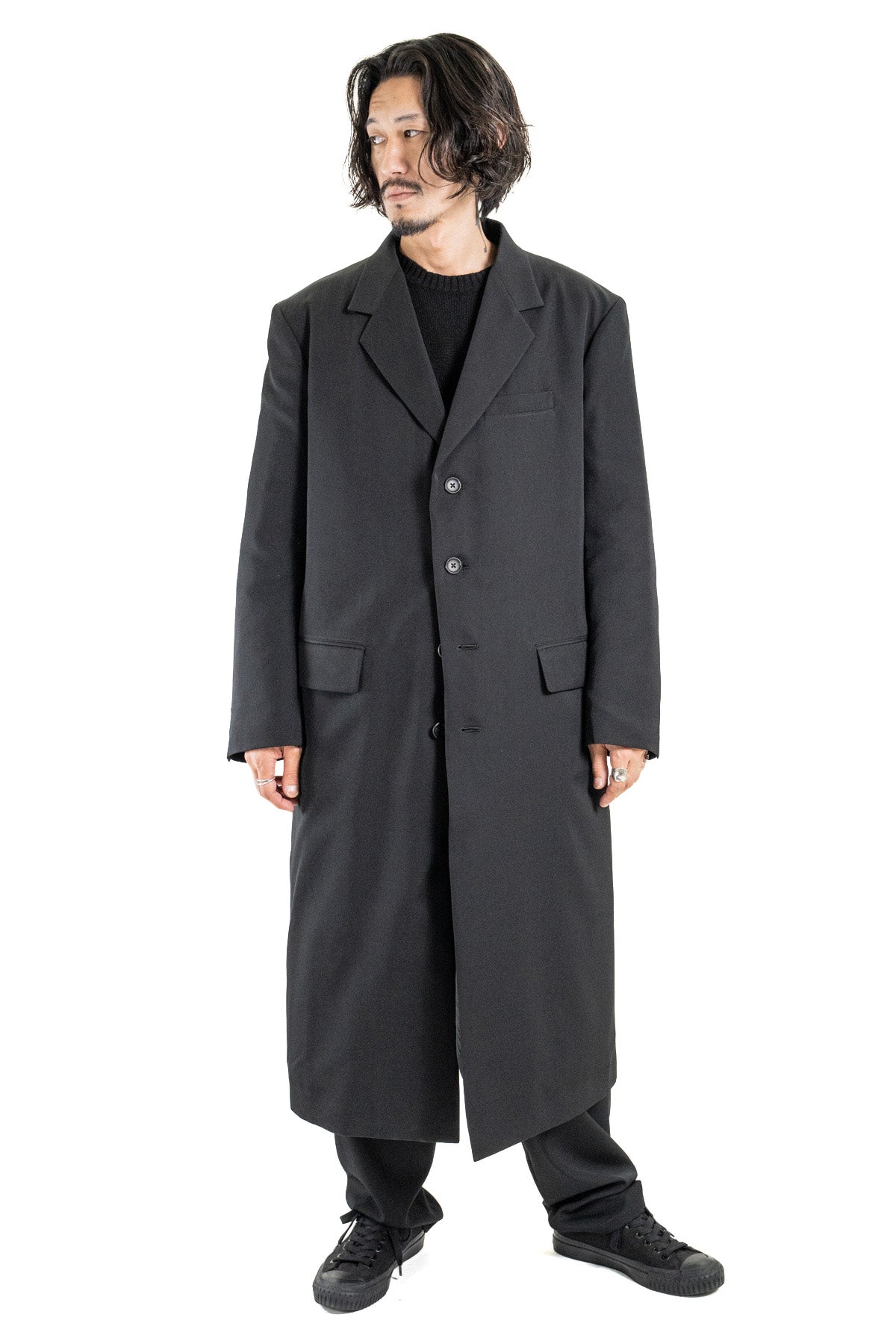 4 BUTTON LONG JACKET WITH REVERSIBLE LINNER