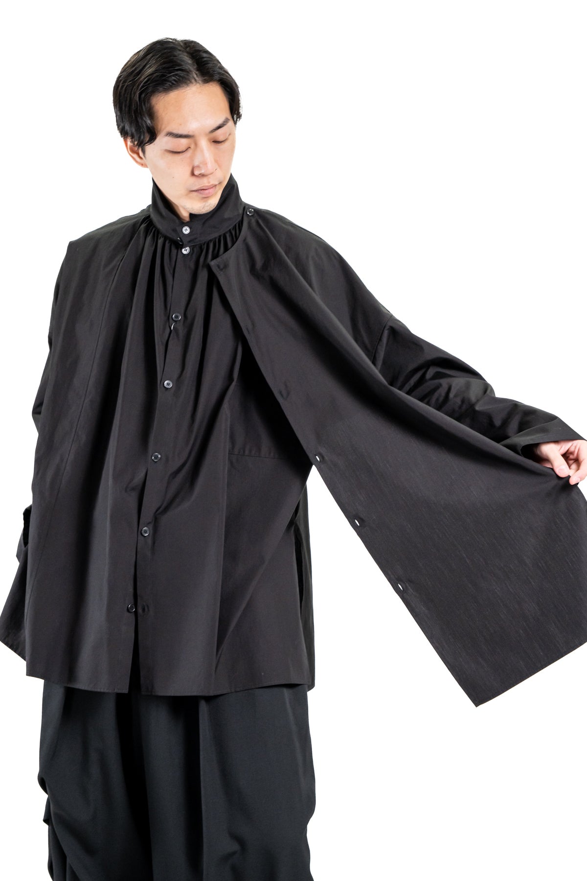 COTTON BROAD GATHER DOUBLE BLOUSE