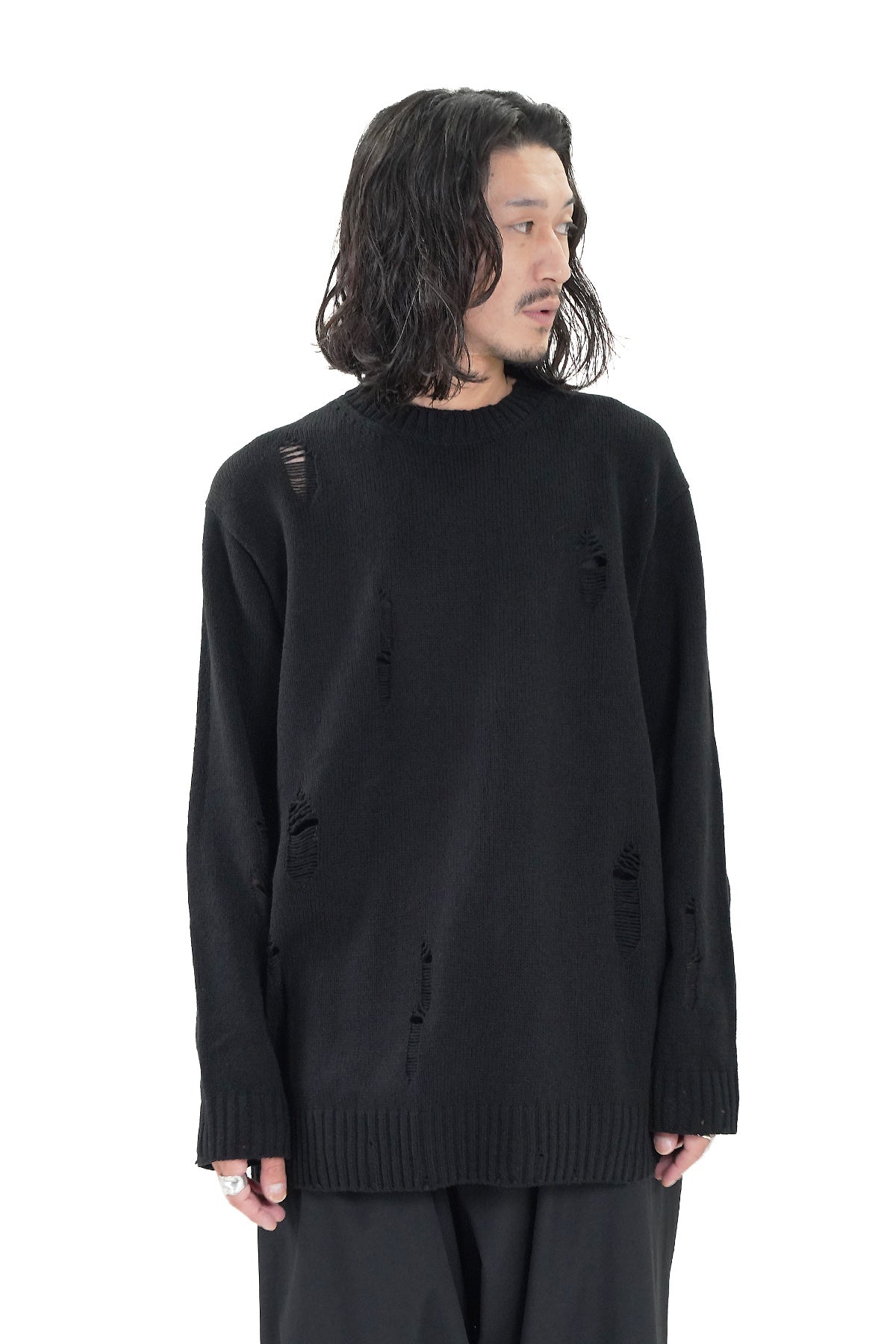 DAMAGED CREW NECK KNIT