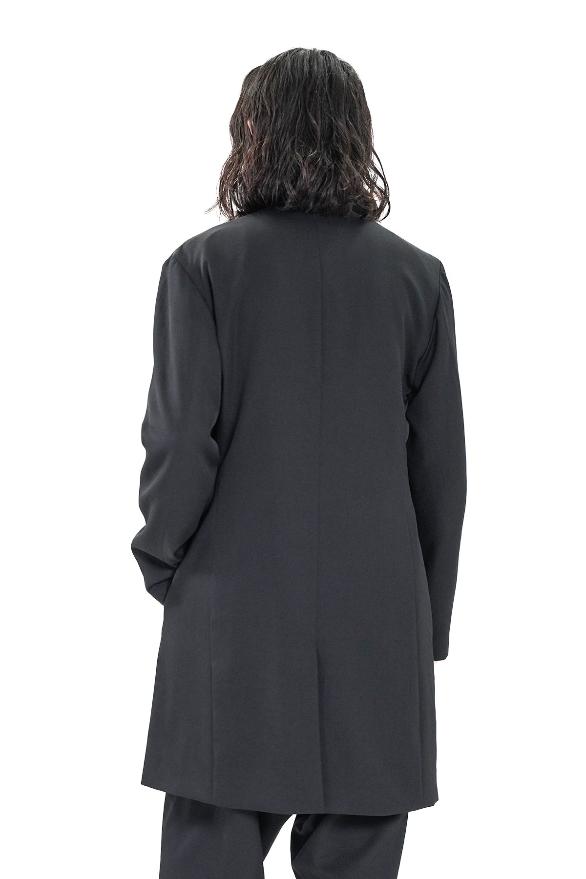 WOOL GABARDINE NO COLLAR JACKET – HUES ONLINE