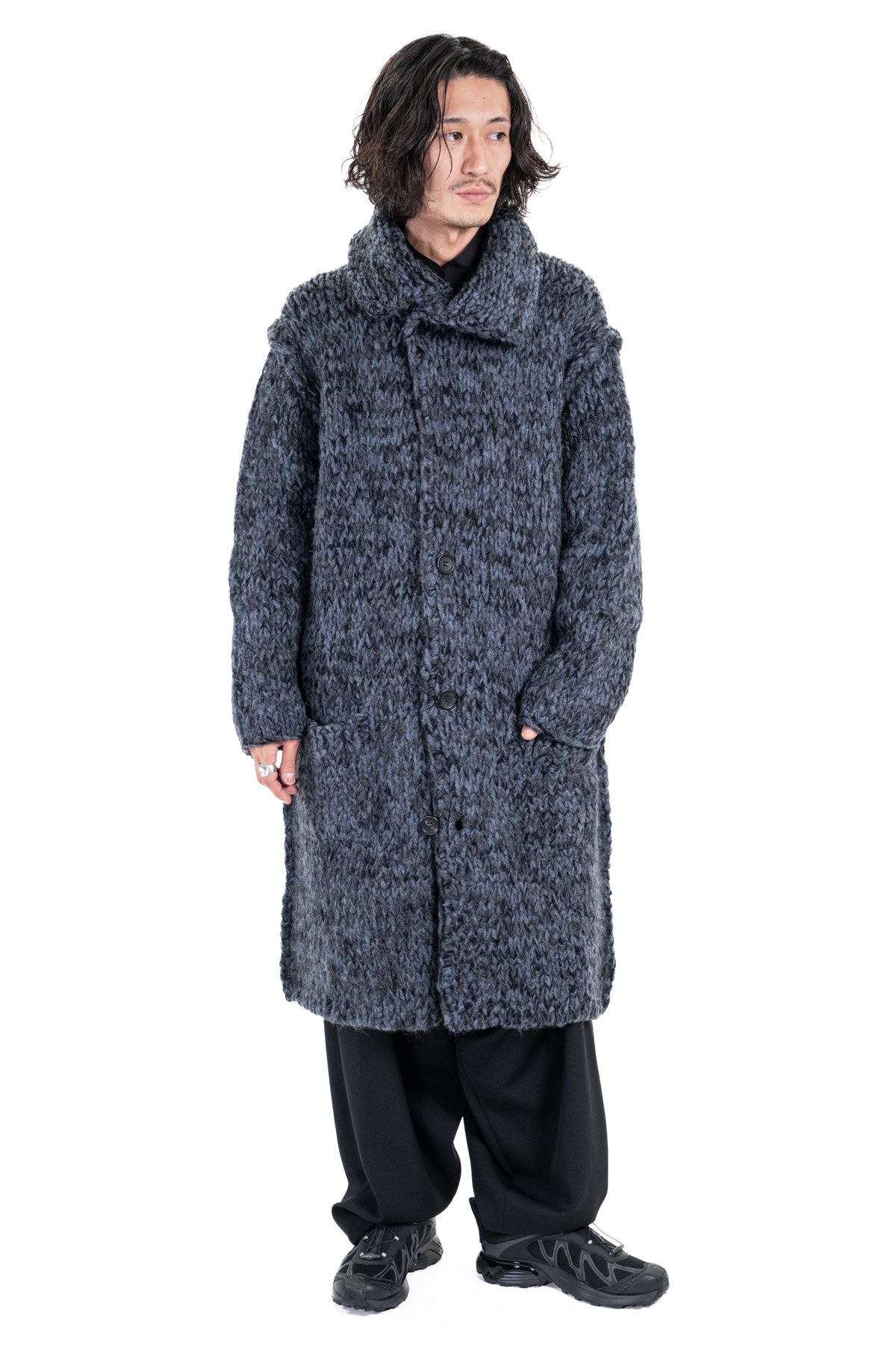 SHAWL COLLAR LONG KNIT CARDIGAN