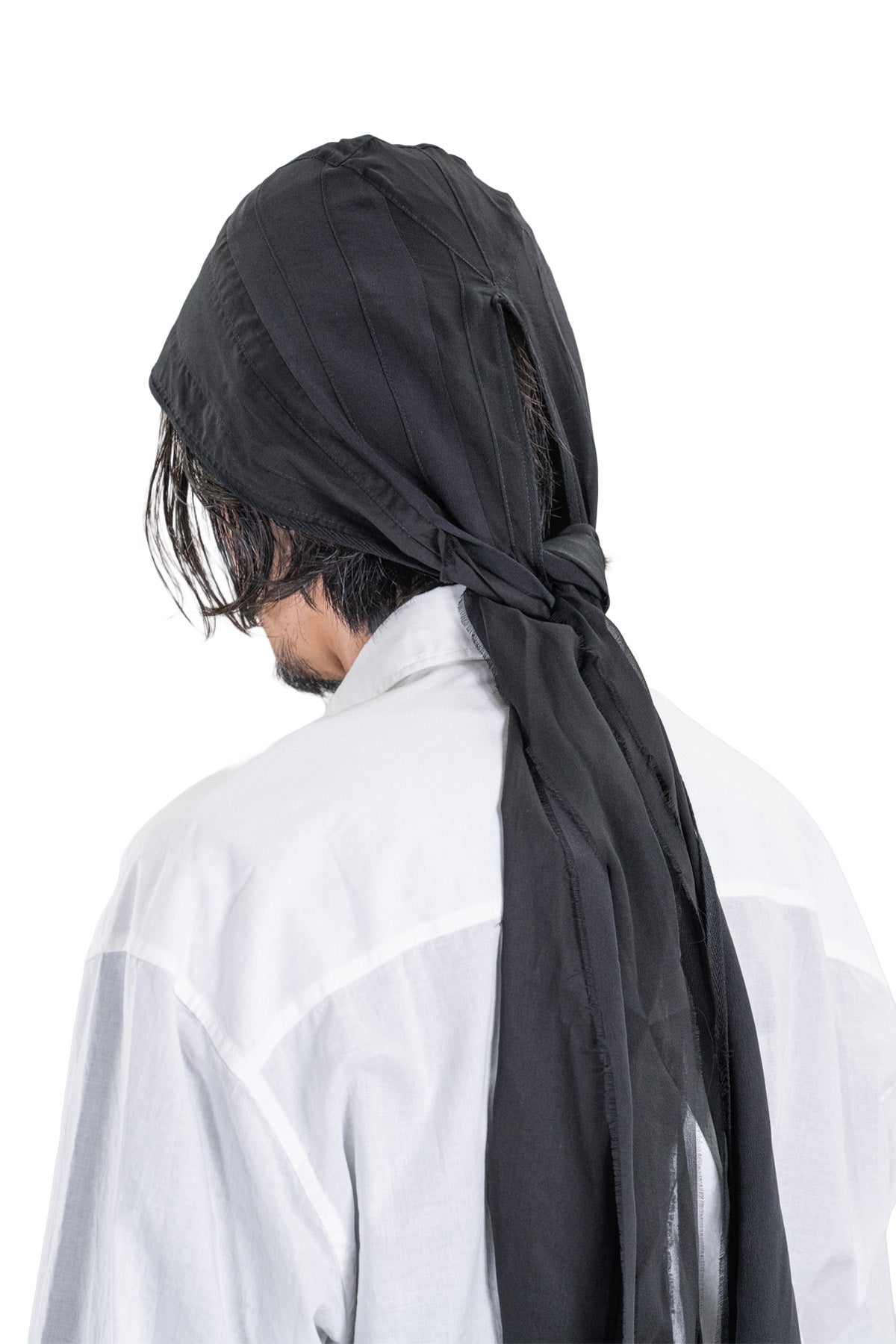 ANDAR BANDANA MIX FABRIC WITH LONG RAW EDGE FRINGES