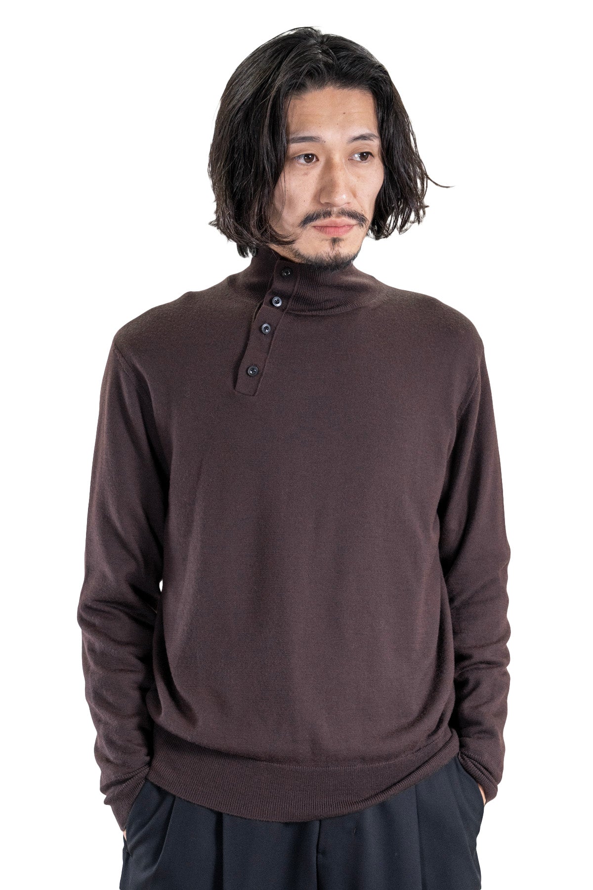 WOOL HIGH-NECK KNIT PULLOVER