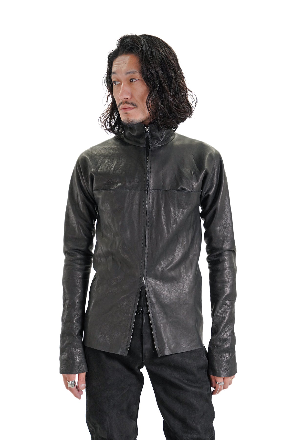 zipped tall collar shirt