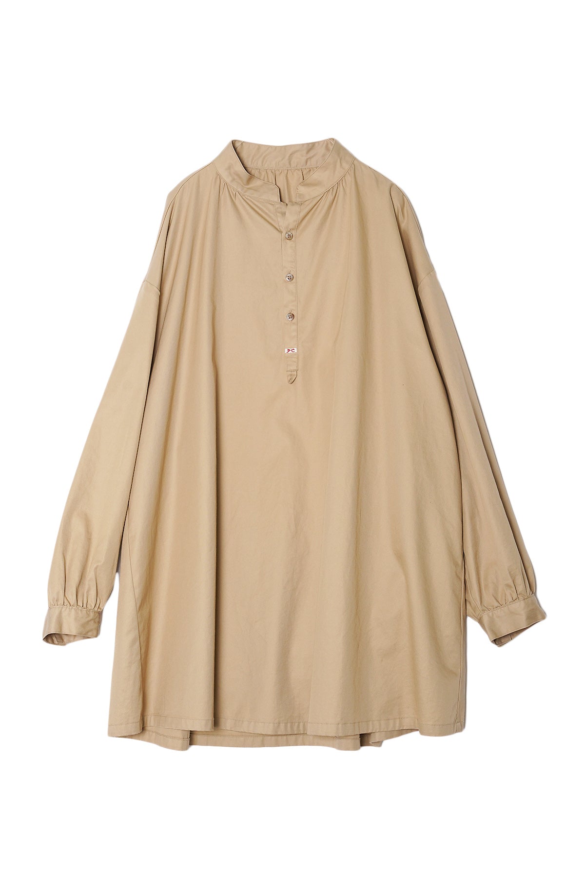 GABARDINE STAND COLLAR LONG SMOCK SHIRT – HUES ONLINE