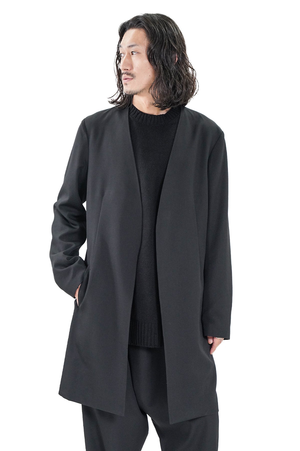 WOOL GABARDINE NO COLLAR JACKET